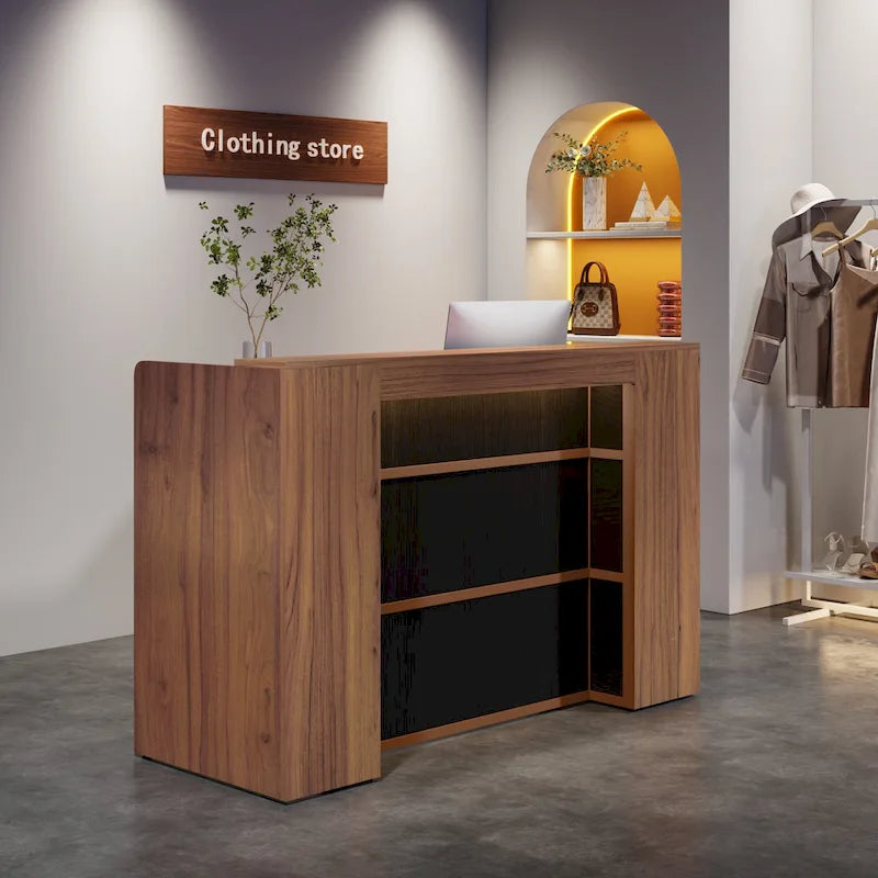 Large LED Reception Desk for Salon, Office, Lobby and Retail - Counter Storage