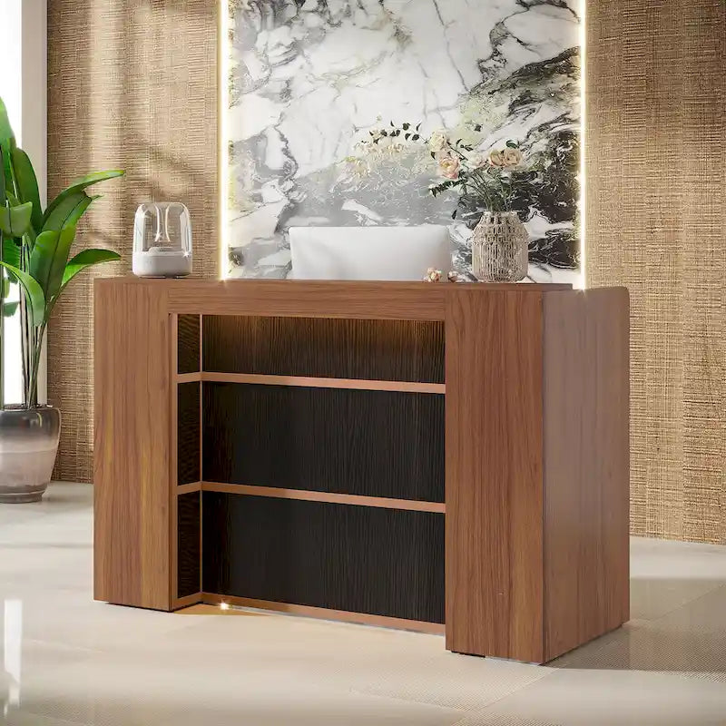 Large LED Reception Desk for Salon, Office, Lobby and Retail - Counter Storage