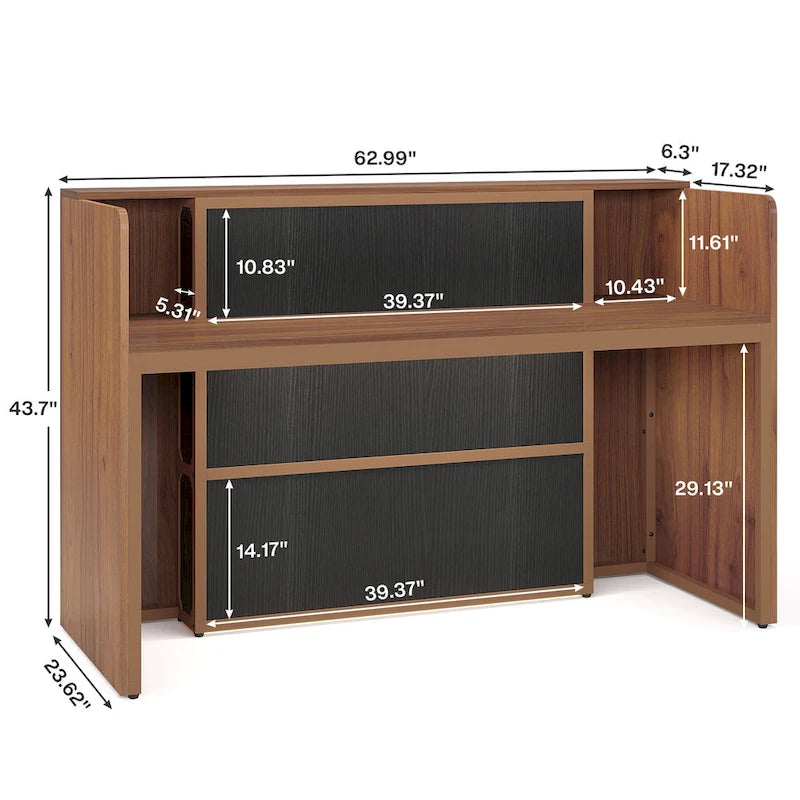 Large LED Reception Desk for Salon, Office, Lobby and Retail - Counter Storage