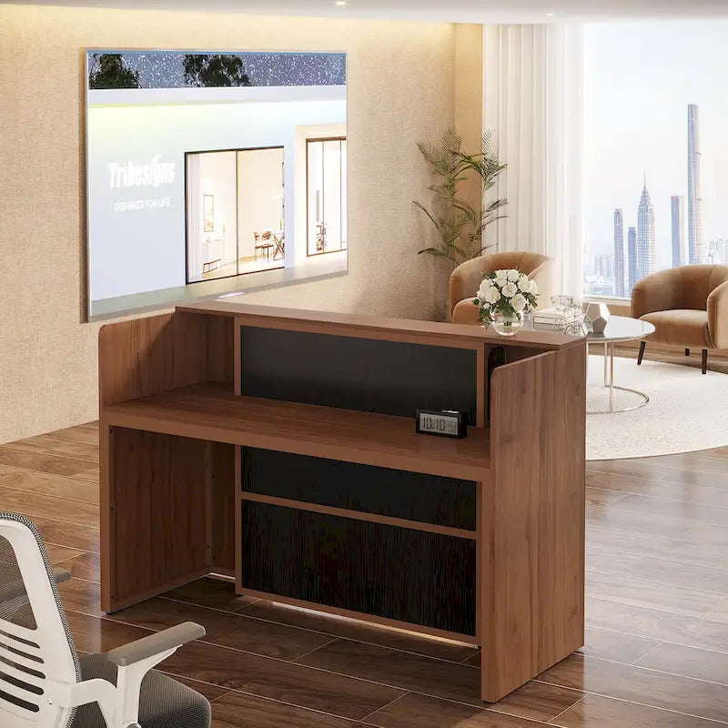Large LED Reception Desk for Salon, Office, Lobby and Retail - Counter Storage