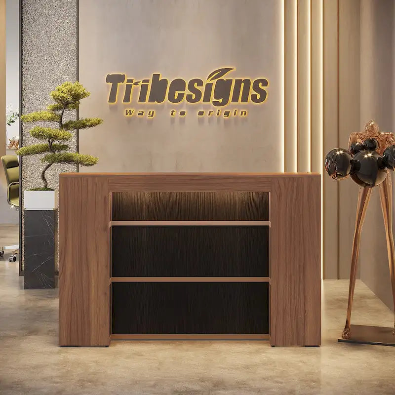 Large LED Reception Desk for Salon, Office, Lobby and Retail - Counter Storage