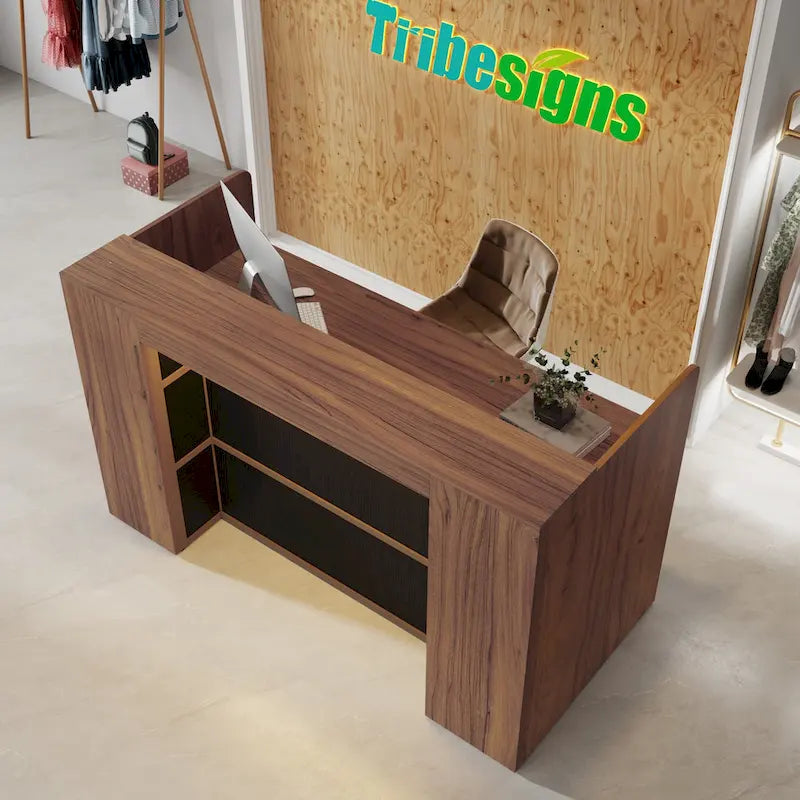 Large LED Reception Desk for Salon, Office, Lobby and Retail - Counter Storage