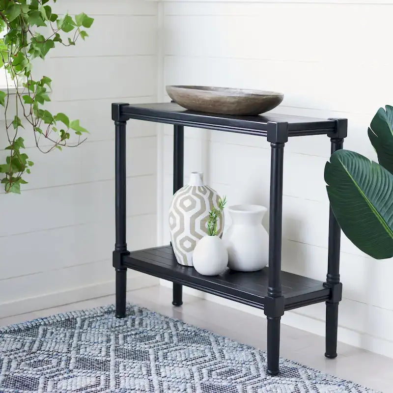 British Colonial Console Table with Bottom Shelf - 32W x 12D x 30H