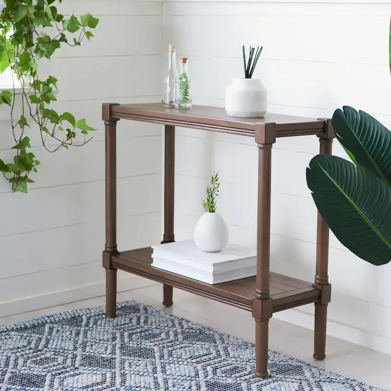 British Colonial Console Table with Bottom Shelf - 32W x 12D x 30H