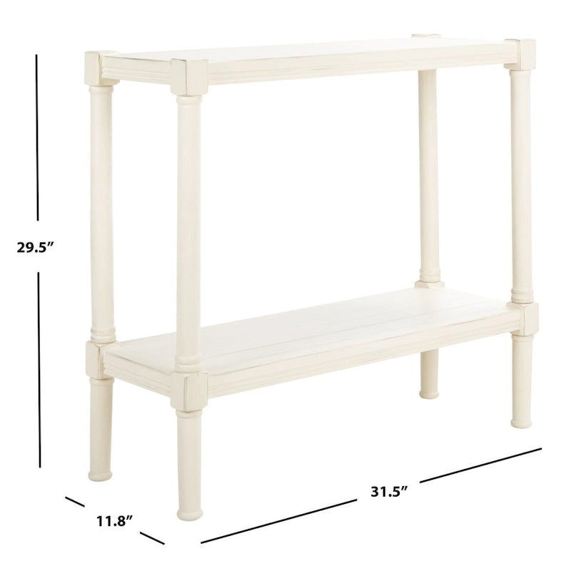 British Colonial Console Table with Bottom Shelf - 32W x 12D x 30H