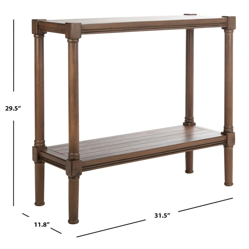 British Colonial Console Table with Bottom Shelf - 32W x 12D x 30H