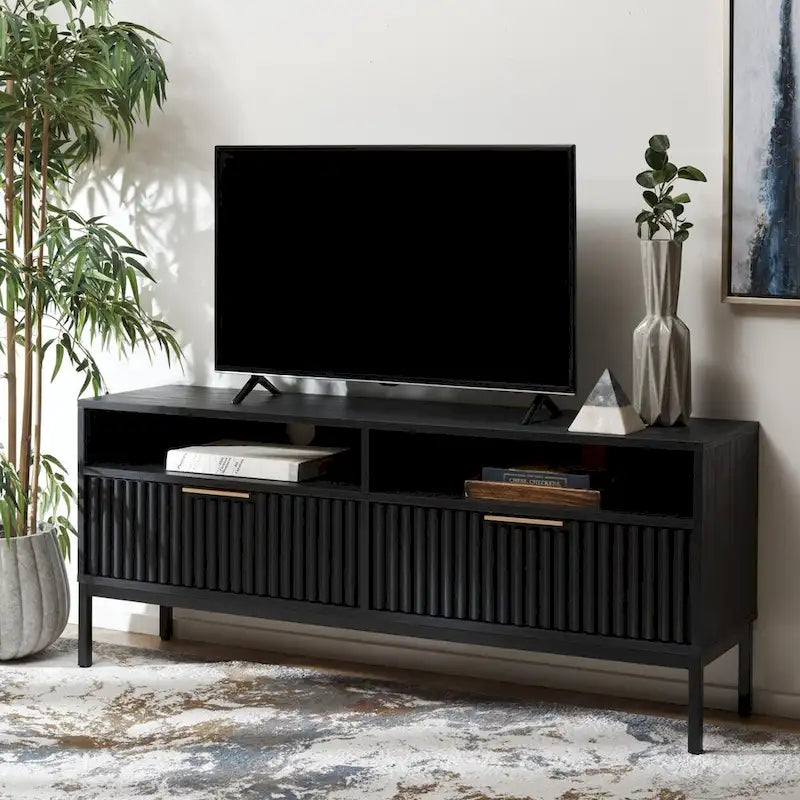 2-Drawer 2-Shelf Entertainment Media Stand - Fits TVs Up to 65 Inches