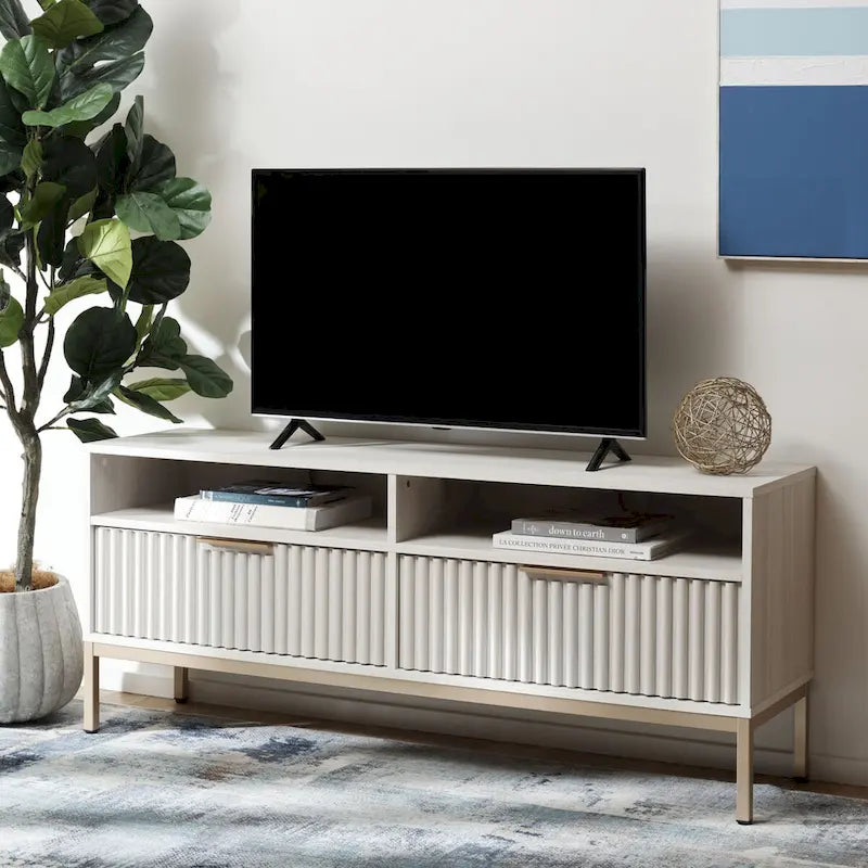 2-Drawer 2-Shelf Entertainment Media Stand - Fits TVs Up to 65 Inches