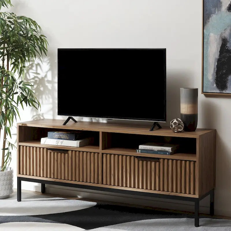 2-Drawer 2-Shelf Entertainment Media Stand - Fits TVs Up to 65 Inches