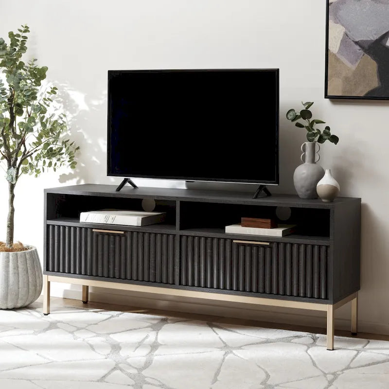 2-Drawer 2-Shelf Entertainment Media Stand - Fits TVs Up to 65 Inches