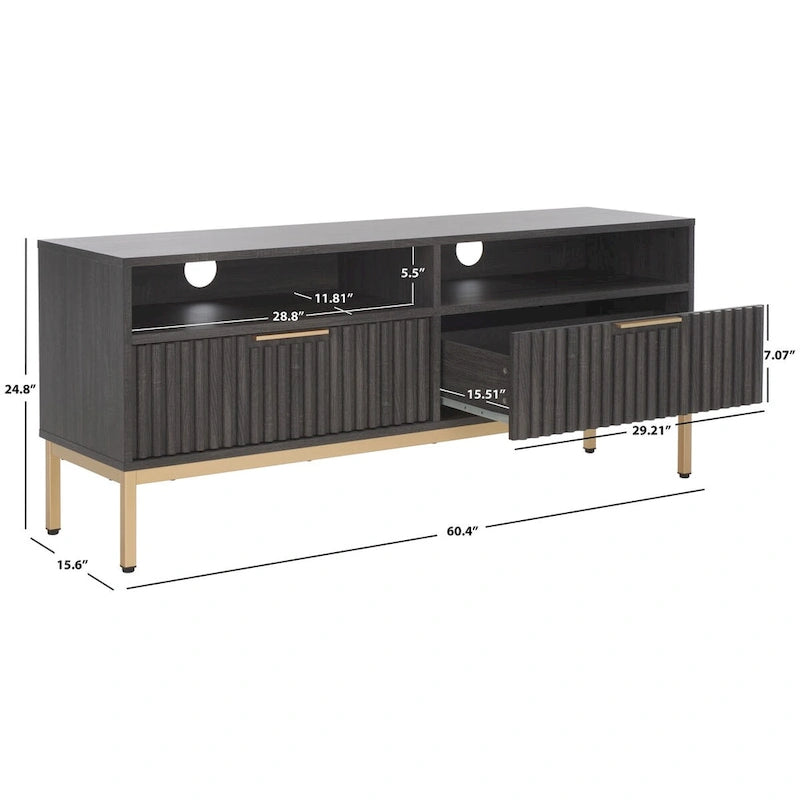 2-Drawer 2-Shelf Entertainment Media Stand - Fits TVs Up to 65 Inches