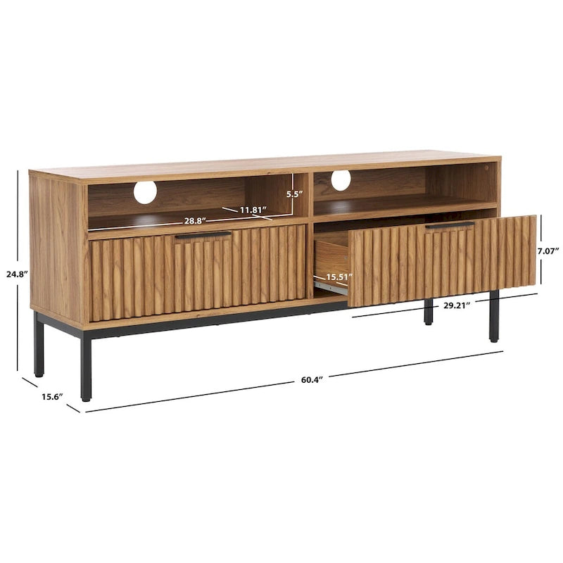 2-Drawer 2-Shelf Entertainment Media Stand - Fits TVs Up to 65 Inches