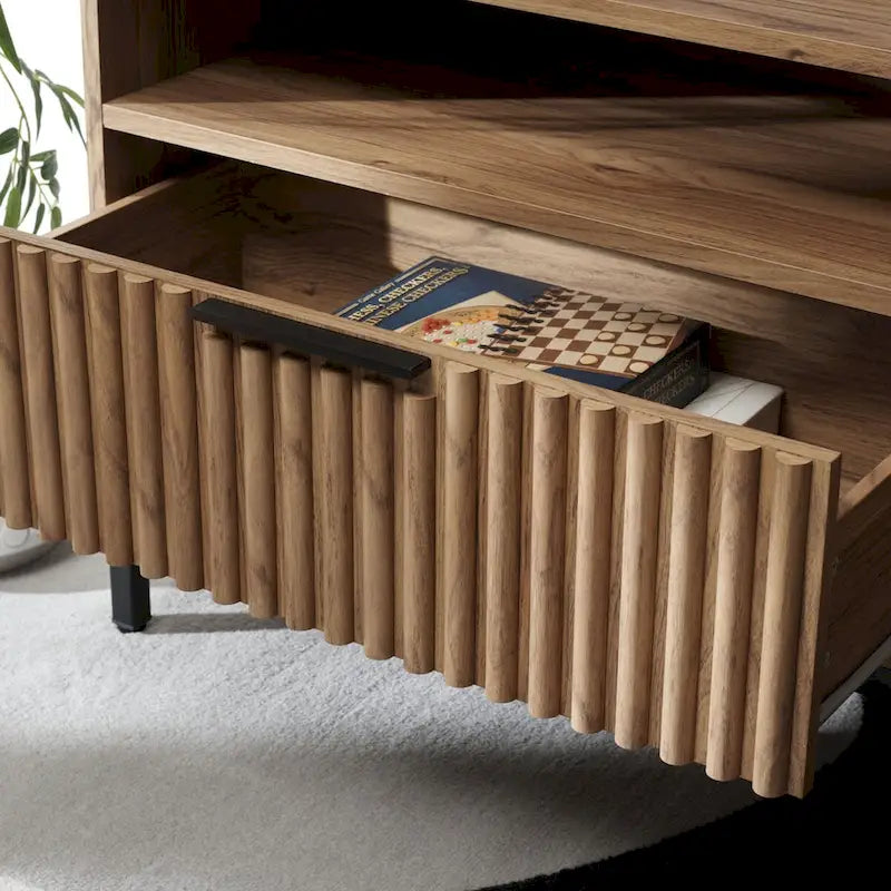 2-Drawer 2-Shelf Entertainment Media Stand - Fits TVs Up to 65 Inches