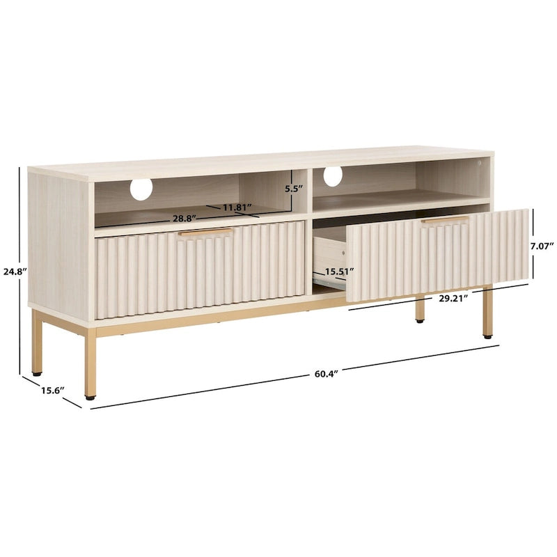 2-Drawer 2-Shelf Entertainment Media Stand - Fits TVs Up to 65 Inches