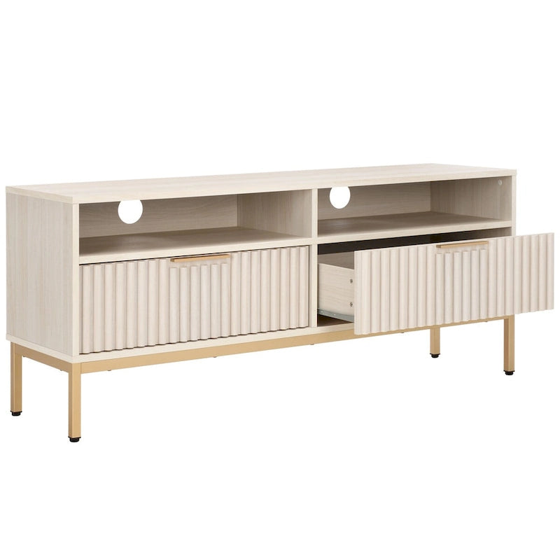 2-Drawer 2-Shelf Entertainment Media Stand - Fits TVs Up to 65 Inches