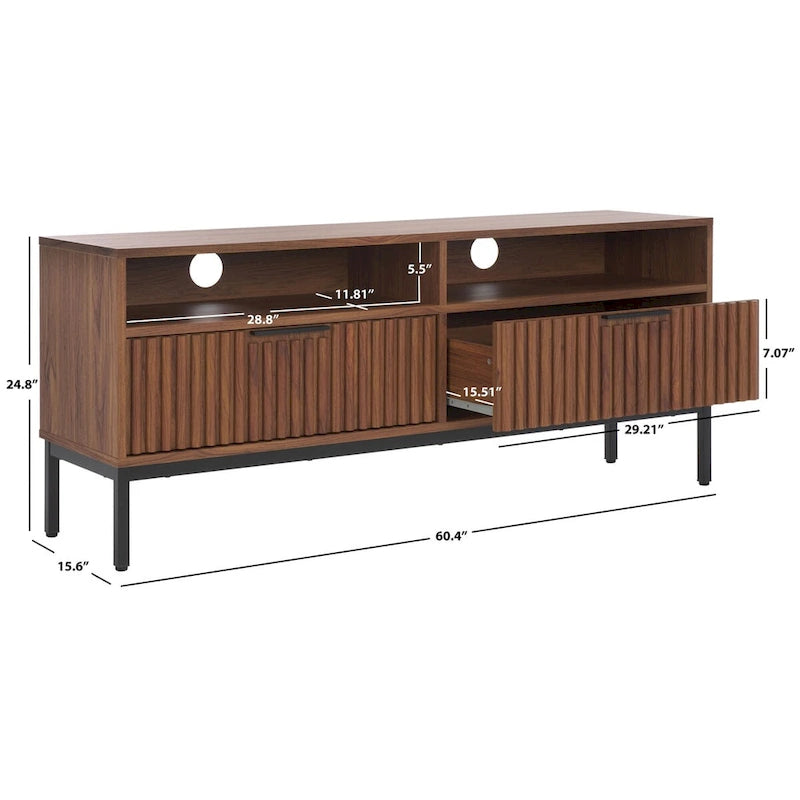 2-Drawer 2-Shelf Entertainment Media Stand - Fits TVs Up to 65 Inches