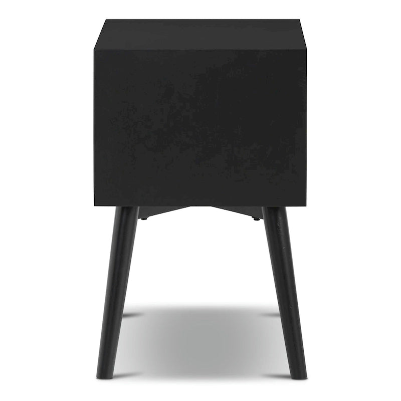 Mid-Century Nightstand with Dual Drawers and Beveled Edge Detail