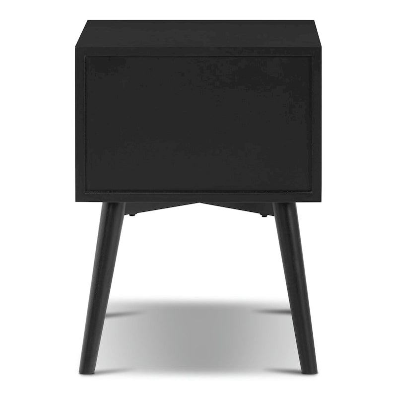 Mid-Century Nightstand with Dual Drawers and Beveled Edge Detail