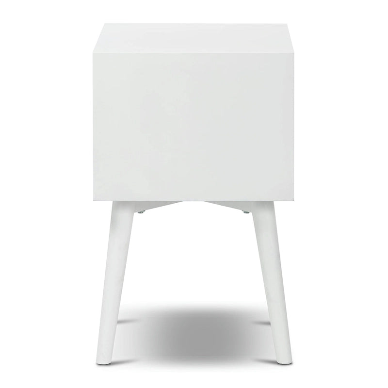 Mid-Century Nightstand with Dual Drawers and Beveled Edge Detail