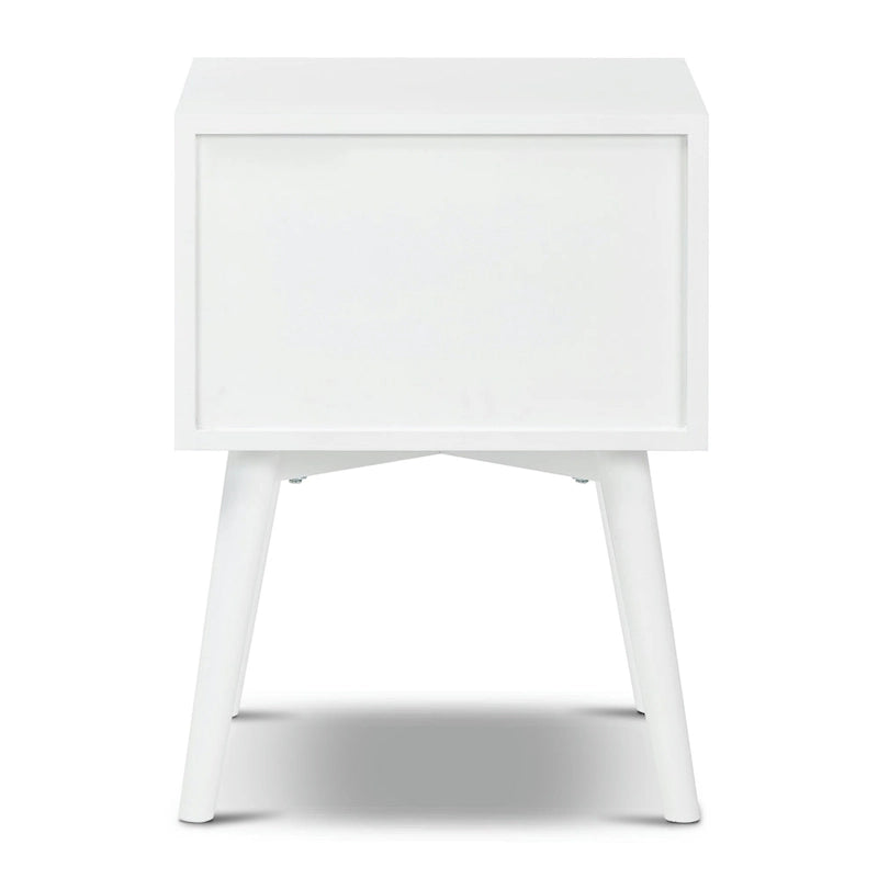 Mid-Century Nightstand with Dual Drawers and Beveled Edge Detail