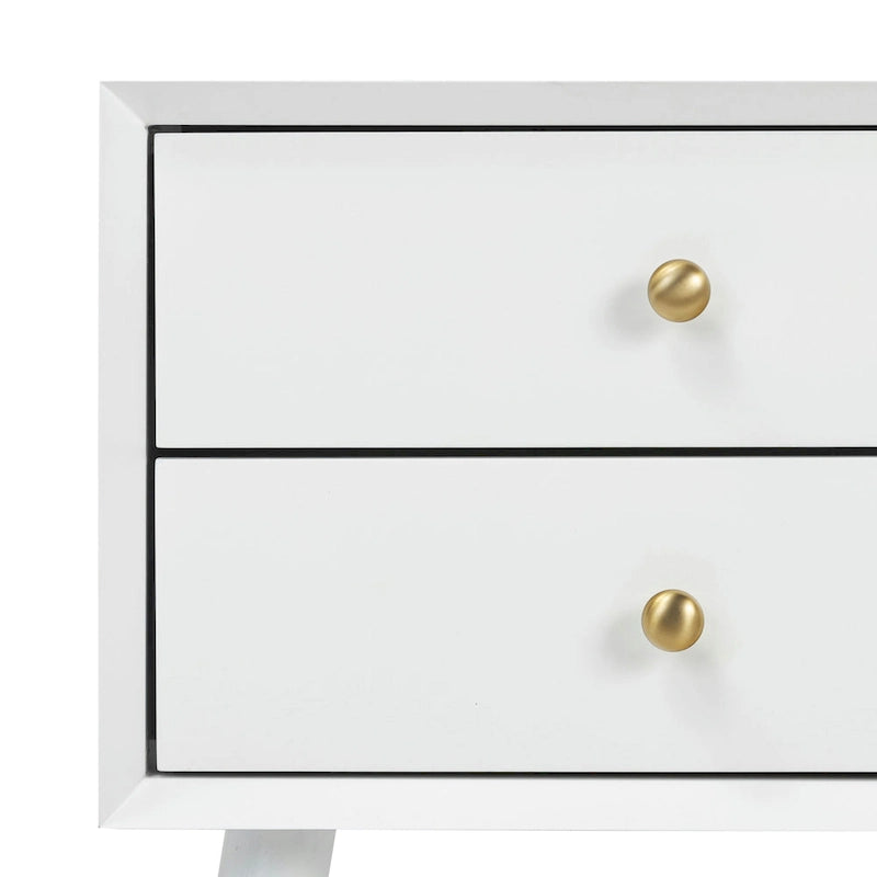 Mid-Century Nightstand with Dual Drawers and Beveled Edge Detail