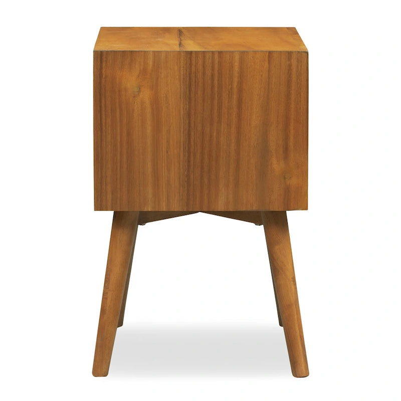 Mid-Century Nightstand with Dual Drawers and Beveled Edge Detail
