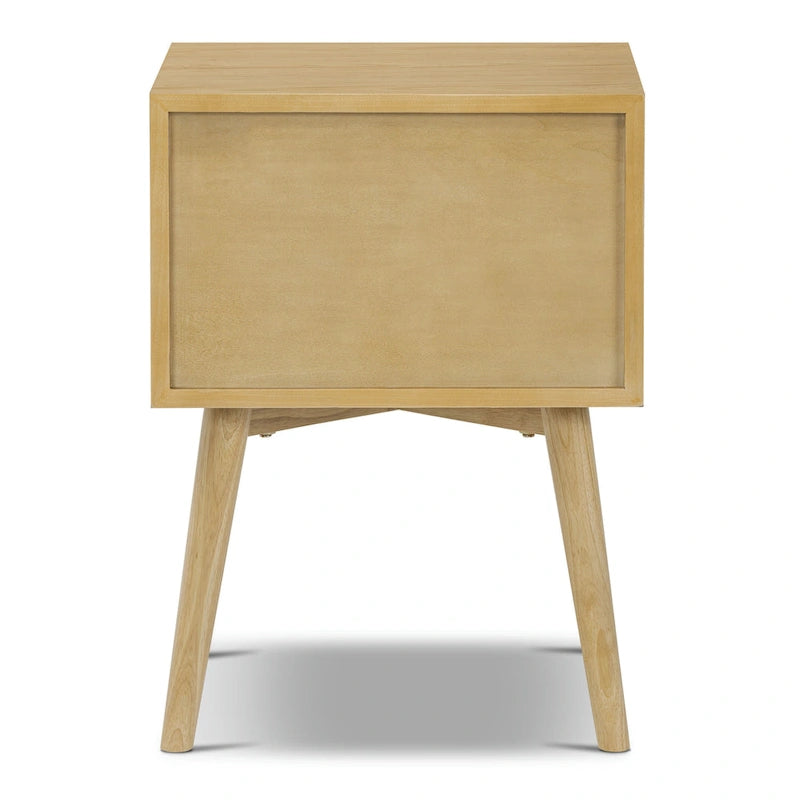 Mid-Century Nightstand with Dual Drawers and Beveled Edge Detail