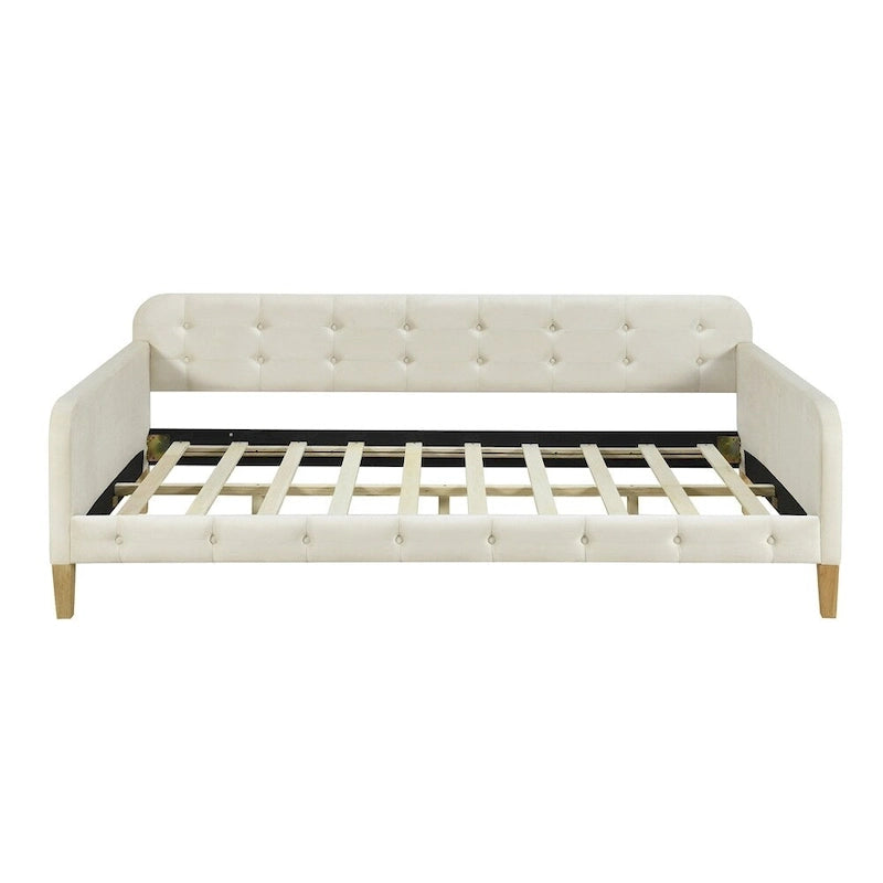 Twin Size Velvet Upholstered Daybed with Headboard and Slat Kit - 300 lb Capacity