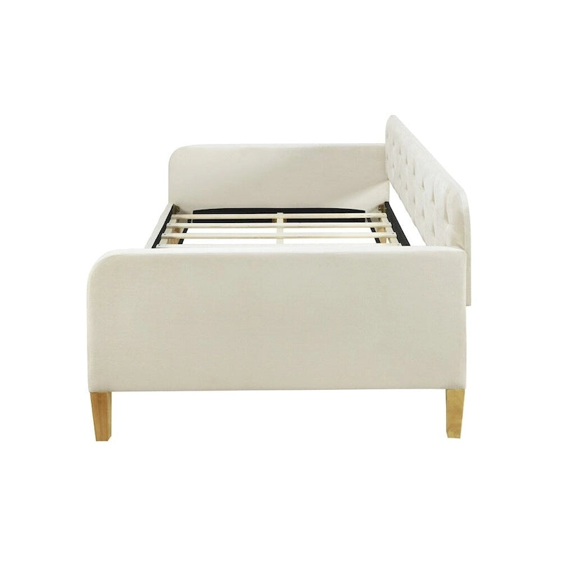 Twin Size Velvet Upholstered Daybed with Headboard and Slat Kit - 300 lb Capacity