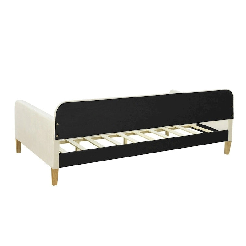 Twin Size Velvet Upholstered Daybed with Headboard and Slat Kit - 300 lb Capacity
