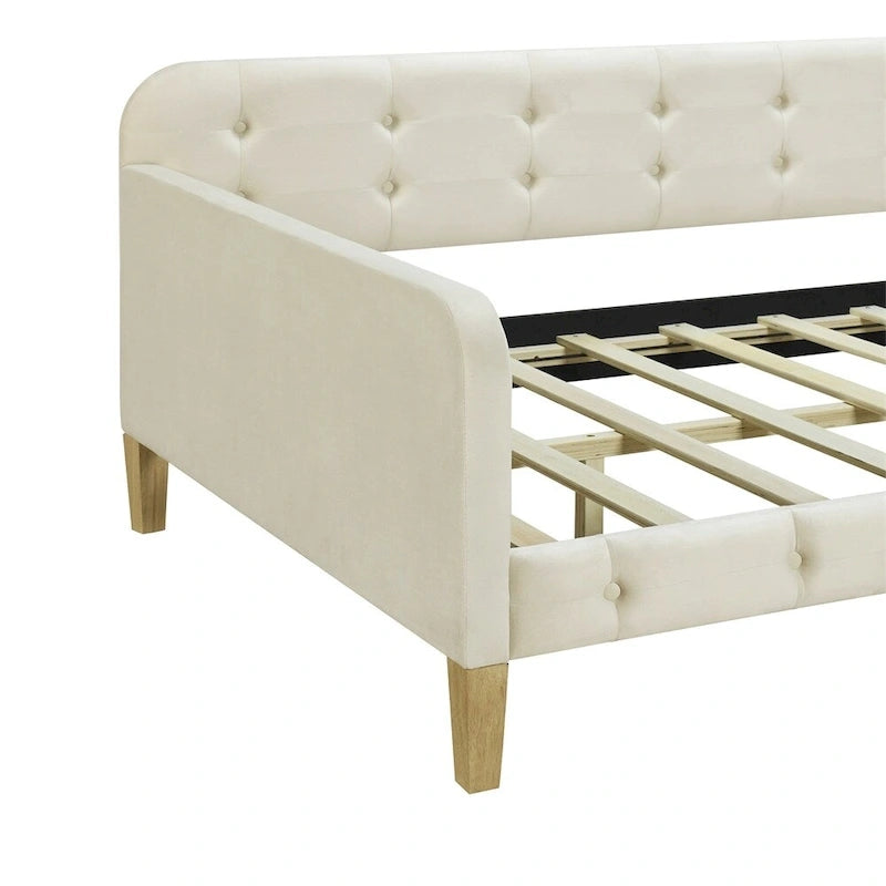 Twin Size Velvet Upholstered Daybed with Headboard and Slat Kit - 300 lb Capacity