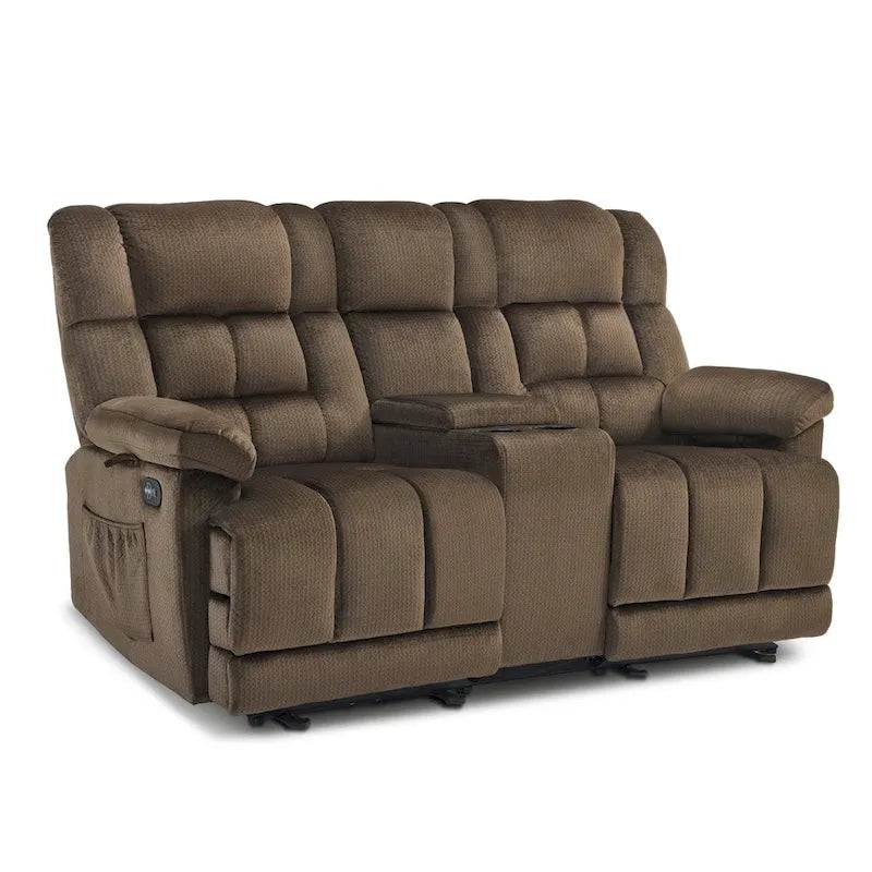 MCombo Power Loveseat Recliner with Console, Heat, Vibration and USB Ports