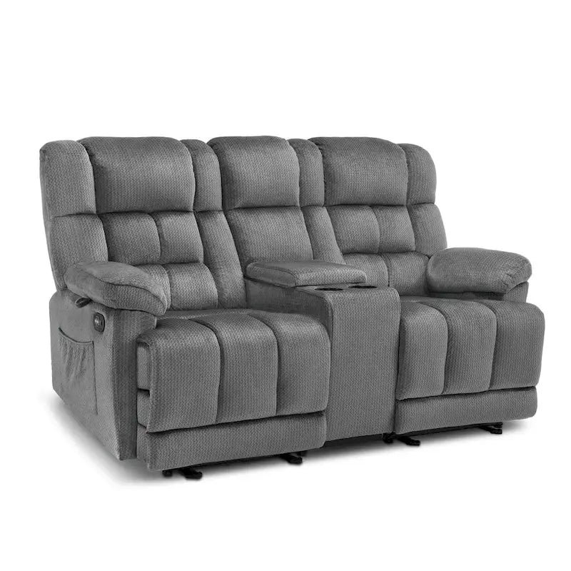 MCombo Power Loveseat Recliner with Console, Heat, Vibration and USB Ports