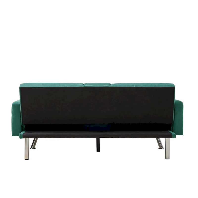 Linen Convertible Sofa Bed with 3 Adjustable Positions and Cup Holder