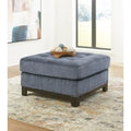 Oversized Tufted Accent Ottoman with Faux Wood Base - Navy or Stone