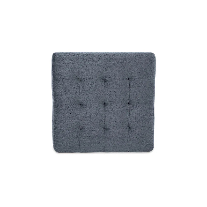 Oversized Tufted Accent Ottoman with Faux Wood Base - Navy or Stone