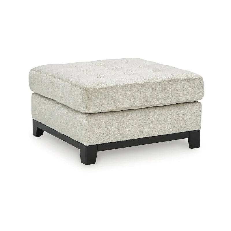 Oversized Tufted Accent Ottoman with Faux Wood Base - Navy or Stone