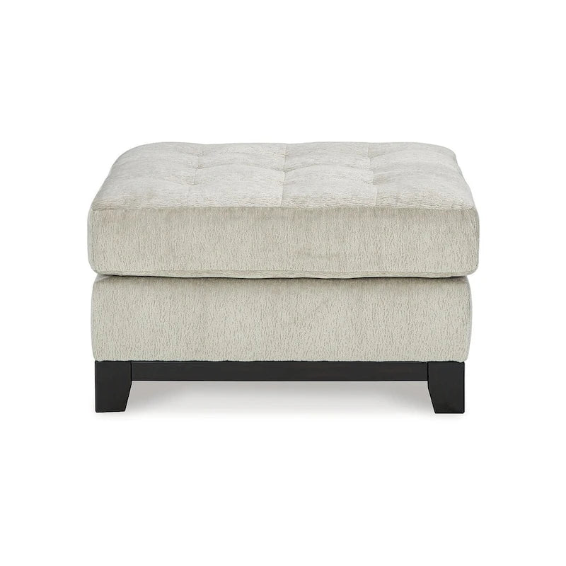 Oversized Tufted Accent Ottoman with Faux Wood Base - Navy or Stone