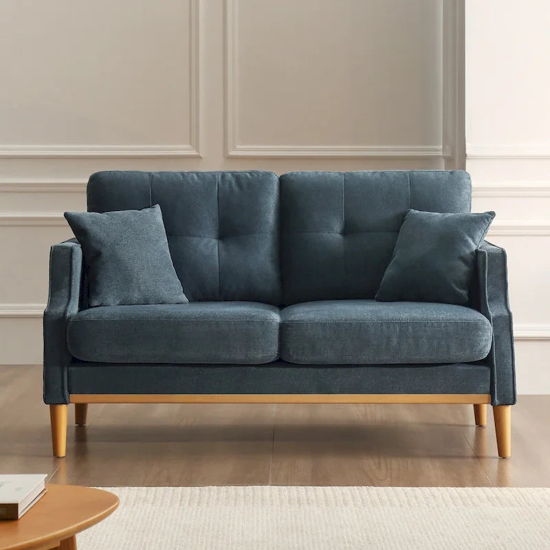 2-Seater Polyester Loveseat with USB Charging Port and Pine Wood Frame