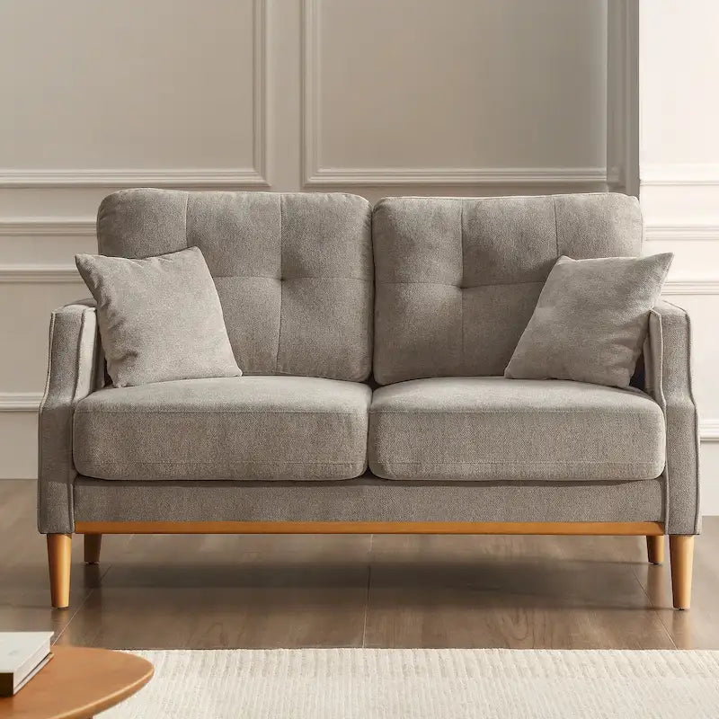 2-Seater Polyester Loveseat with USB Charging Port and Pine Wood Frame