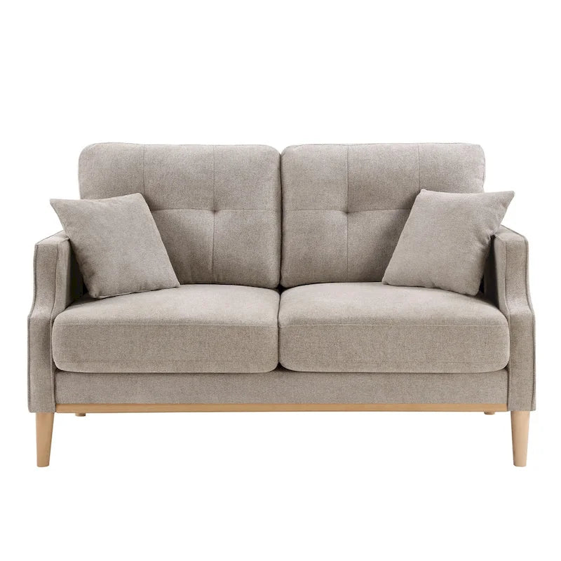 2-Seater Polyester Loveseat with USB Charging Port and Pine Wood Frame