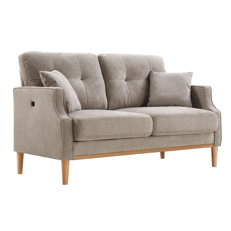 2-Seater Polyester Loveseat with USB Charging Port and Pine Wood Frame