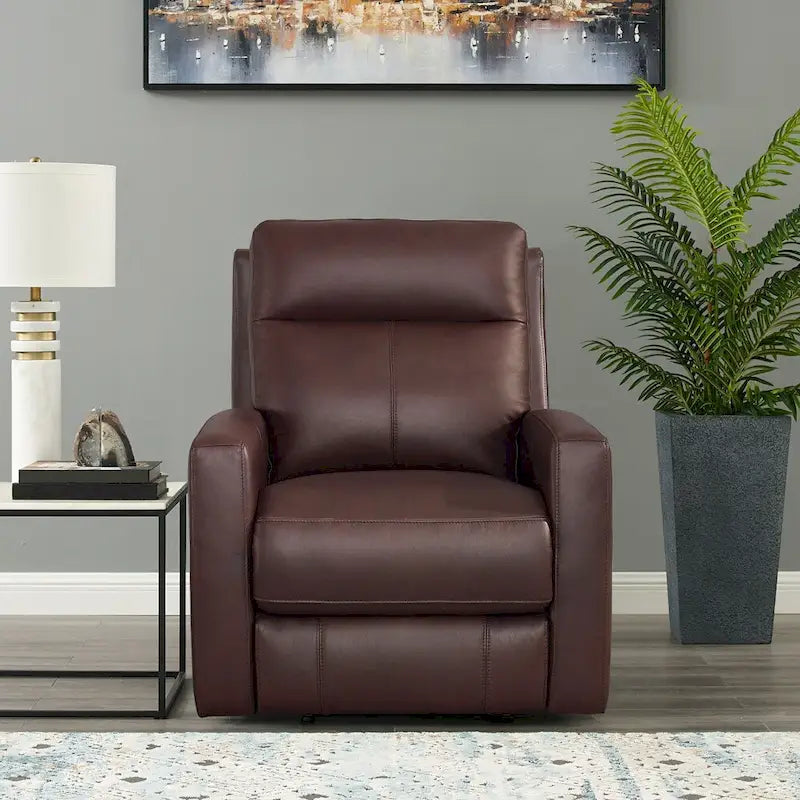 Zero Gravity Power Recliner with Top Grain Leather & Adjustable Headrest