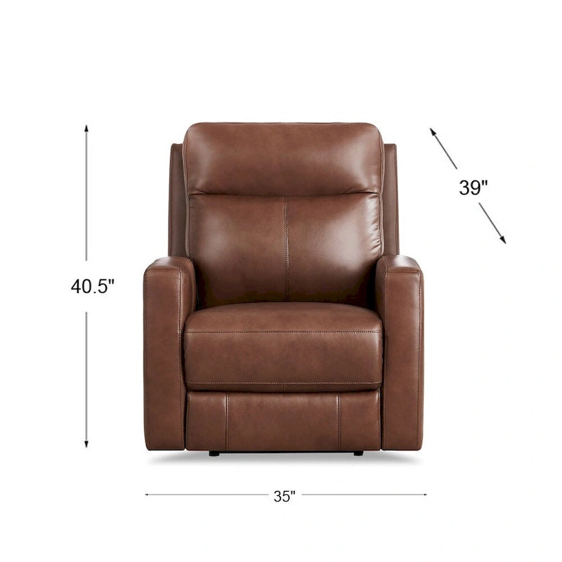 Zero Gravity Power Recliner with Top Grain Leather & Adjustable Headrest