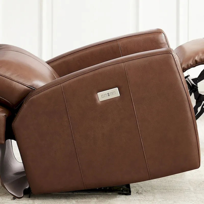Zero Gravity Power Recliner with Top Grain Leather & Adjustable Headrest