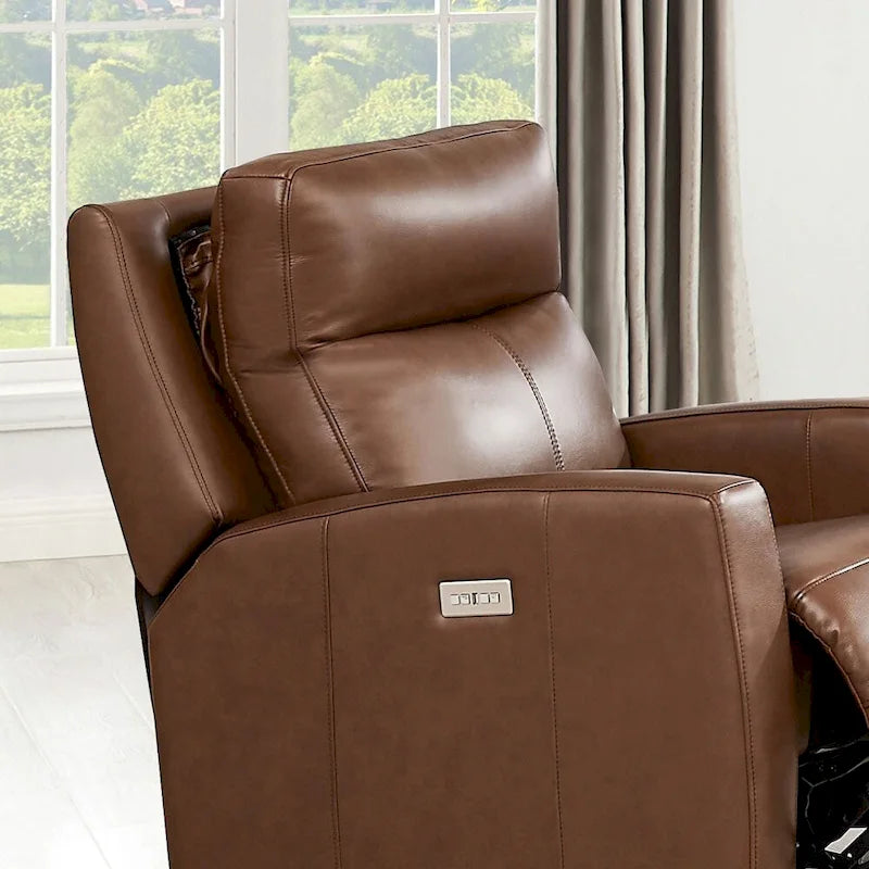 Zero Gravity Power Recliner with Top Grain Leather & Adjustable Headrest
