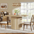 47-Inch Round Farmhouse Dining Table - Seats 6, Metal Base