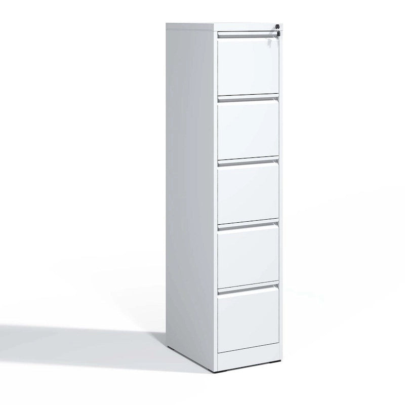 5-Drawer Steel Vertical File Cabinet with Lock and Anti-Tilt Design
