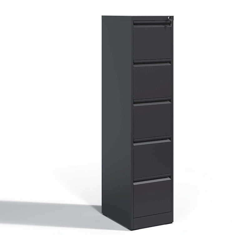 5-Drawer Steel Vertical File Cabinet with Lock and Anti-Tilt Design
