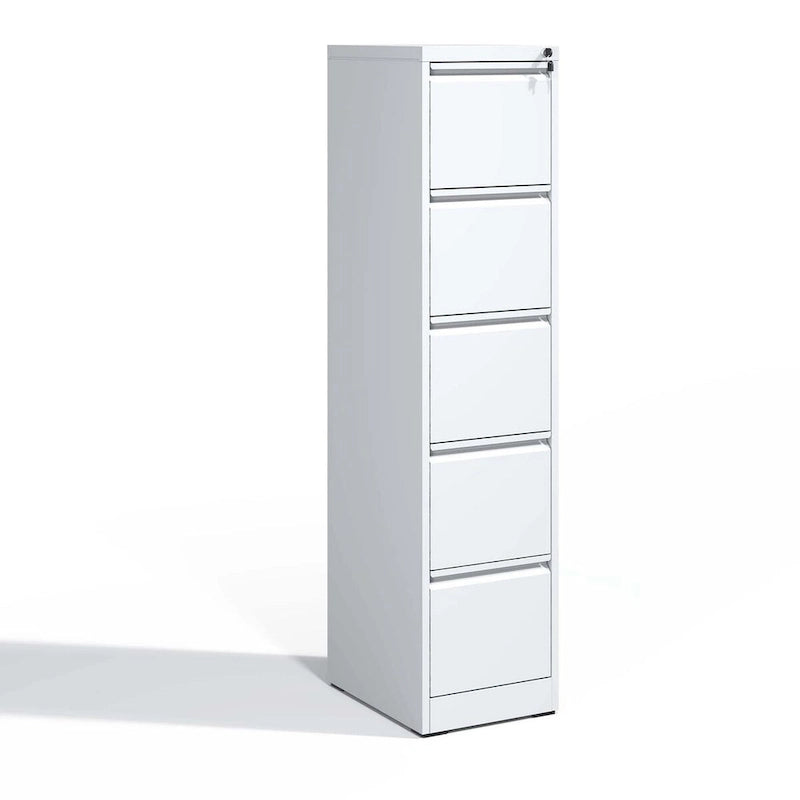 5-Drawer Steel Vertical File Cabinet with Lock and Anti-Tilt Design